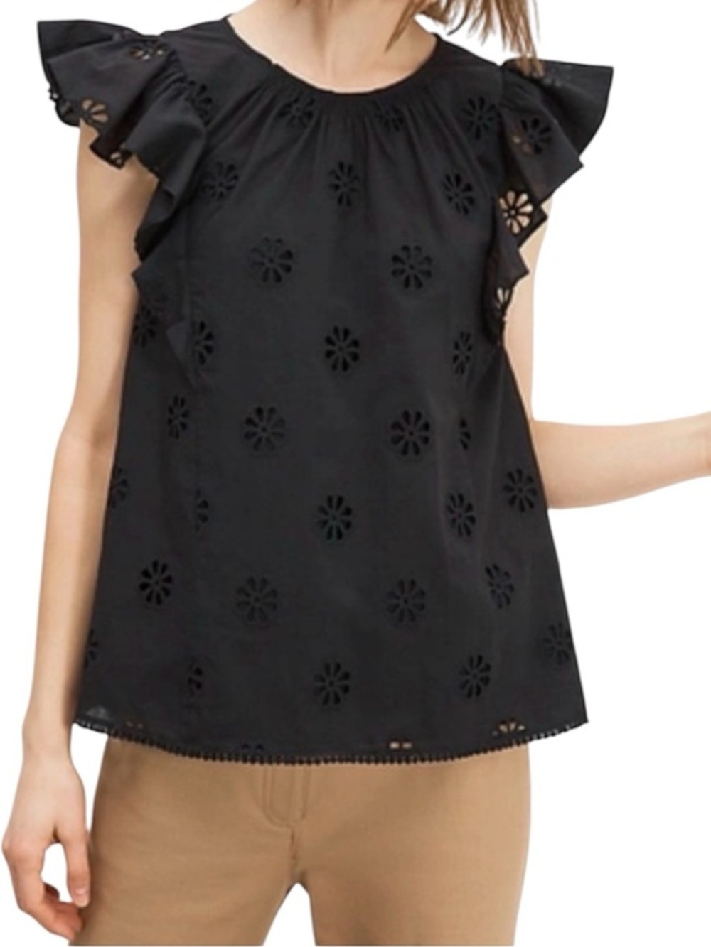 Kate Spade clover Black Eyelet Top 💕